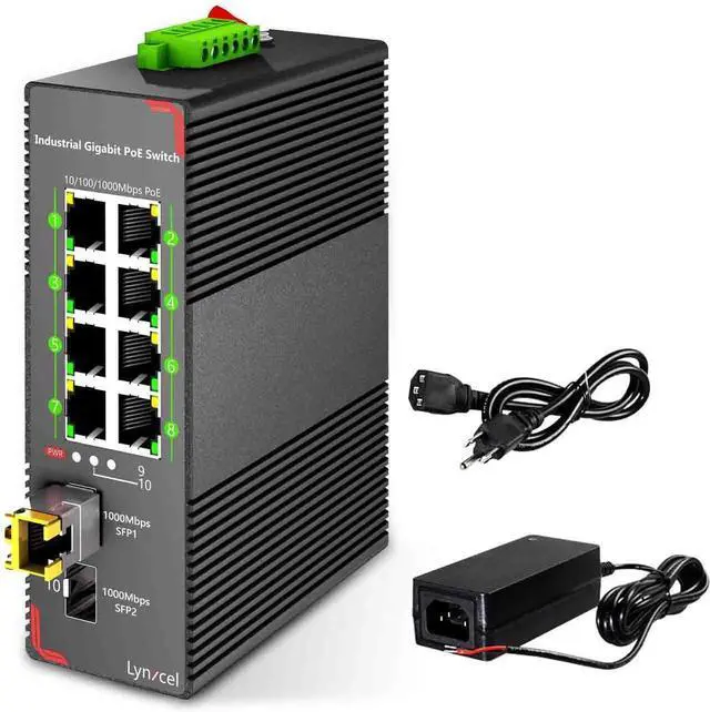 Main image of Industrial 8 Port Gigabit PoE Ethernet Switch, 96W PoE