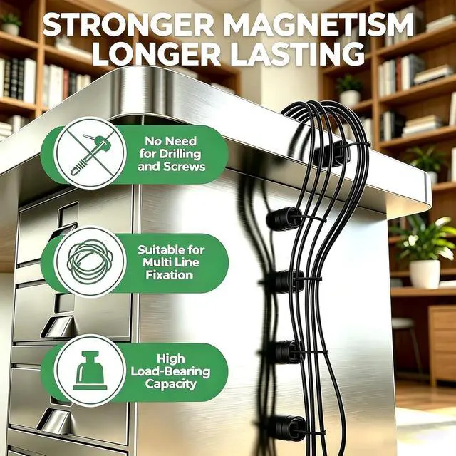 Alt view image 2 of 7 - 15 Pcs zbab1 Magnetic Zip Tie Mount Base, 45LBS Strong Magnetic Wire Holder & Cable Clips,Magnetic cable management for cars, offices, homes, and boats Diameter 32mm
