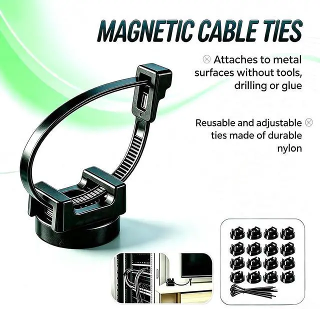 Alt view image 7 of 7 - 15 Pcs zbab1 Magnetic Zip Tie Mount Base, 45LBS Strong Magnetic Wire Holder & Cable Clips,Magnetic cable management for cars, offices, homes, and boats Diameter 32mm