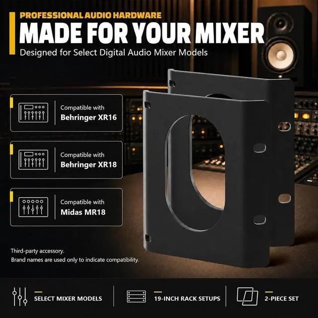 Alt view image 4 of 7 - Metal Integrated Rack Mount Ears Compatible with Behringer XR18, XR16 & MR18 Digital Mixer, Professional Flush Mount Rack Installation Kit