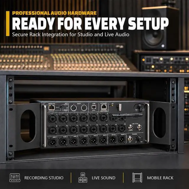 Alt view image 6 of 7 - Metal Integrated Rack Mount Ears Compatible with Behringer XR18, XR16 & MR18 Digital Mixer, Professional Flush Mount Rack Installation Kit