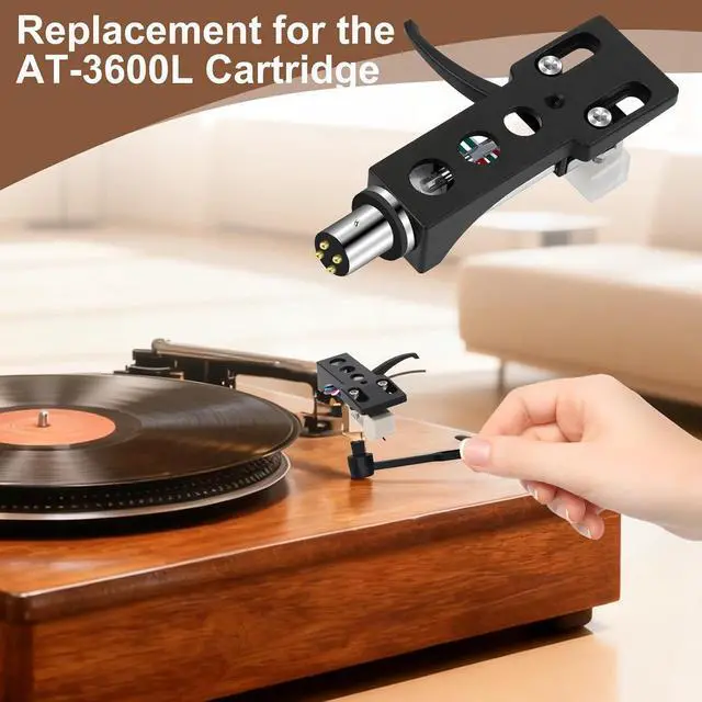 Alt view image 5 of 7 - AT-3600L Cartridge Stylus, Black Headshell Fit for Technics SL D1, SL D1K, SL D2, SL D202, SL D205, SL D2K, SL D3, SL D303, SL D33, SL D3K, SL D5