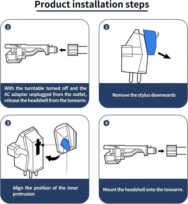 Alt view image 4 of 4 - Replacement Stylus Compatible with Audio-Technica VM95 Series Fits AT-VMN95E Cartridge (Clear Blue) Available in Premium Transparent Color Variants