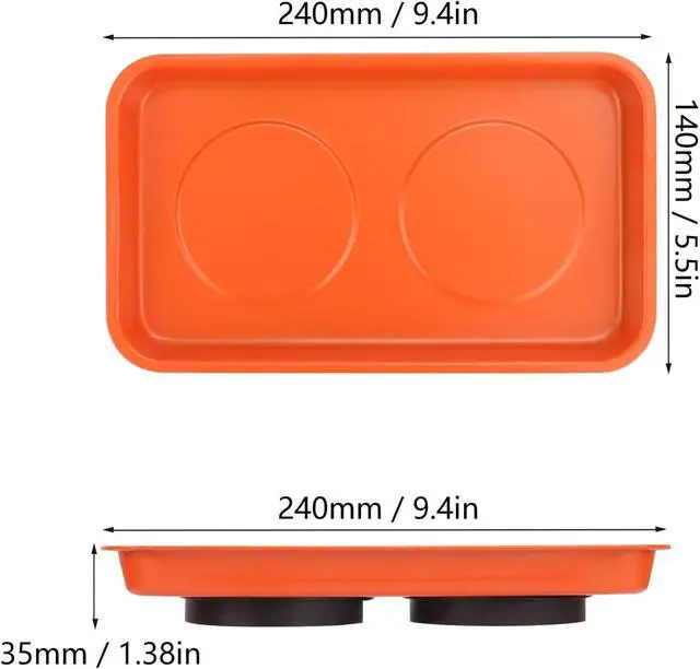 Alt view image 2 of 7 - 5 PCS Magnetic Trays, 9.4X5.5x1.4Inch, Magnet Tool Tray, Magnetic Parts Tray, orange, by