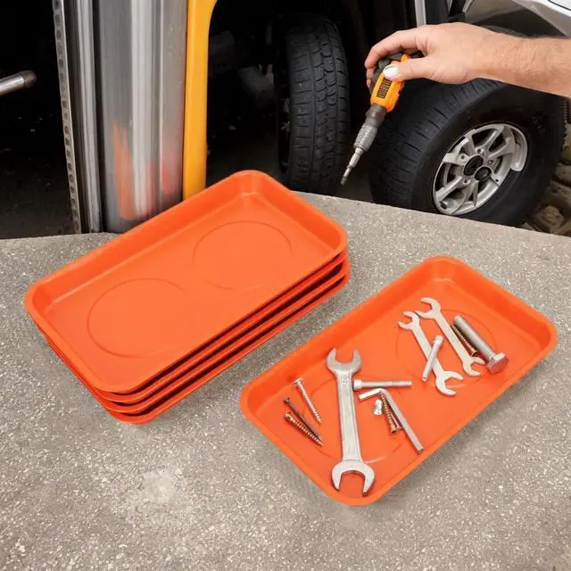 Alt view image 4 of 7 - 5 PCS Magnetic Trays, 9.4X5.5x1.4Inch, Magnet Tool Tray, Magnetic Parts Tray, orange, by