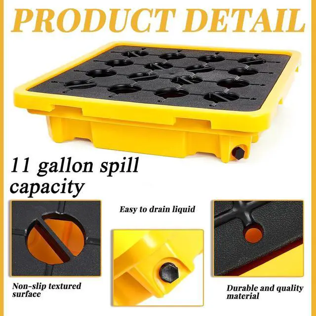Alt view image 3 of 6 - Spill Containment Platform with Drain Anti Slip Large Plastic Containment Tray Leakproof Detachable for Industrial Uses(2 Pcs,26.4 x 26.4 x 6 Inches)