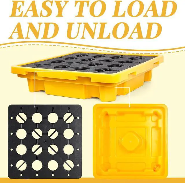 Alt view image 4 of 6 - Spill Containment Platform with Drain Anti Slip Large Plastic Containment Tray Leakproof Detachable for Industrial Uses(2 Pcs,26.4 x 26.4 x 6 Inches)
