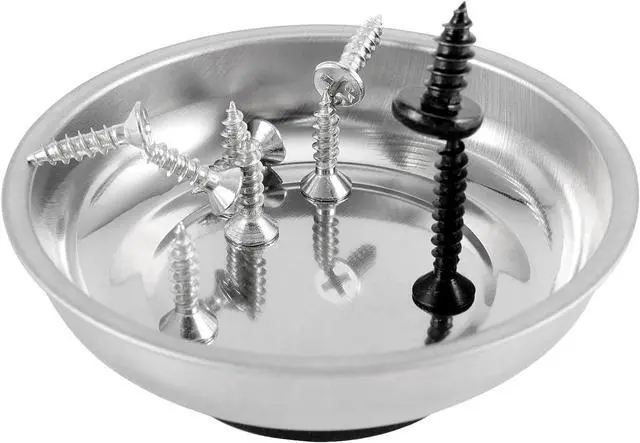 Alt view image 6 of 6 - 10 Packs 6 Inches Magnetic Tray, Stainless Steel Magnetic Bowl, Round Magnetic Parts Tray for Pins, Screws, Bolts, Nuts, Small Parts
