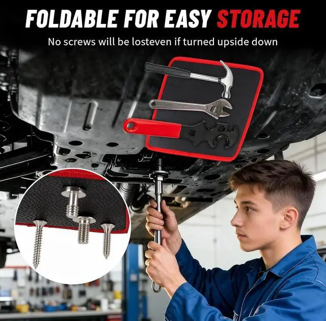 Alt view image 6 of 7 - Magnetic Tool Mat, Flexible Magnetic Tool Holder Mat with 83 Powerful Magnets, Magnetic Parts Tray - Perfect for Car Repair, Mechanics, Automotive Shops and DIYers