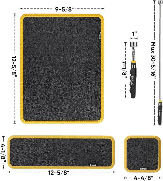 Alt view image 2 of 7 - 3-Piece Magnetic Tool Parts Mat and Telescoping Magnetic Pickup Tool, Flexible Magnetic Tool Holder Pad W/ 83 Built-In-Magnets & 25LBS Pull Force Extendable Magnet for Mechanic Wrench Screw Bolt
