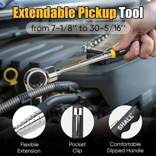Alt view image 6 of 7 - 3-Piece Magnetic Tool Parts Mat and Telescoping Magnetic Pickup Tool, Flexible Magnetic Tool Holder Pad W/ 83 Built-In-Magnets & 25LBS Pull Force Extendable Magnet for Mechanic Wrench Screw Bolt