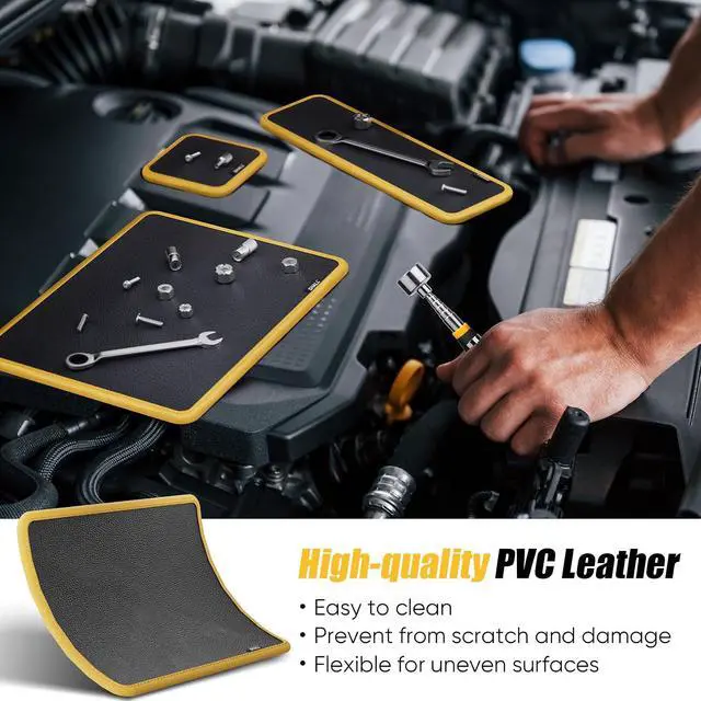 Alt view image 7 of 7 - 3-Piece Magnetic Tool Parts Mat and Telescoping Magnetic Pickup Tool, Flexible Magnetic Tool Holder Pad W/ 83 Built-In-Magnets & 25LBS Pull Force Extendable Magnet for Mechanic Wrench Screw Bolt