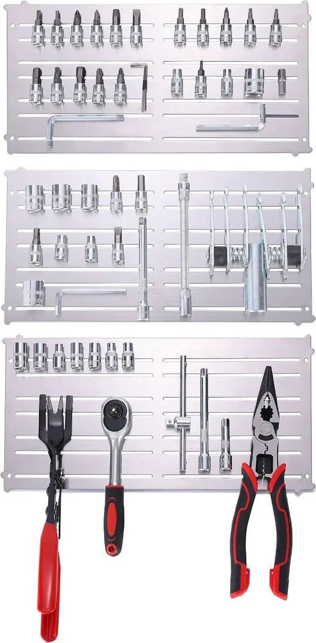 Main image of Magnetic Tool Holder & Pad, Mechanic Tool Tray, Magnetic Parts Mat, Automotive Organizer for Screws, Bolts, Wrench and Socket, Super Strong Magnets Stay Vertical, Horizontal and Upside Down (Set of 3)