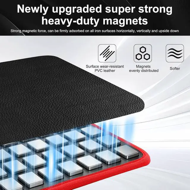 Alt view image 4 of 7 - Magnetic Tool Mat Set for Mechanics, Flexible Heavy Duty Magnetic Parts Holder and Tool Organizer for Wrenches, Screws, Nuts, Bolts, Garage Toolbox Accessories (Red, 3PC)