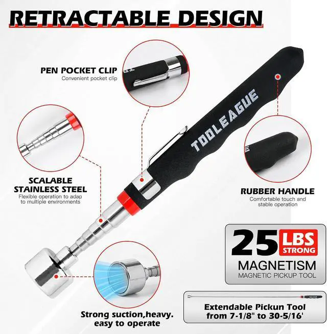 Alt view image 3 of 7 - 3Pcs Magnetic Tool Mat with 25Lb Telescoping Magnetic Pickup Pen | 3 Different Size Parts Tool Holder Pad for Organizing Mechanic Wrench Screw Bolts Nuts and Other Small Metal Parts
