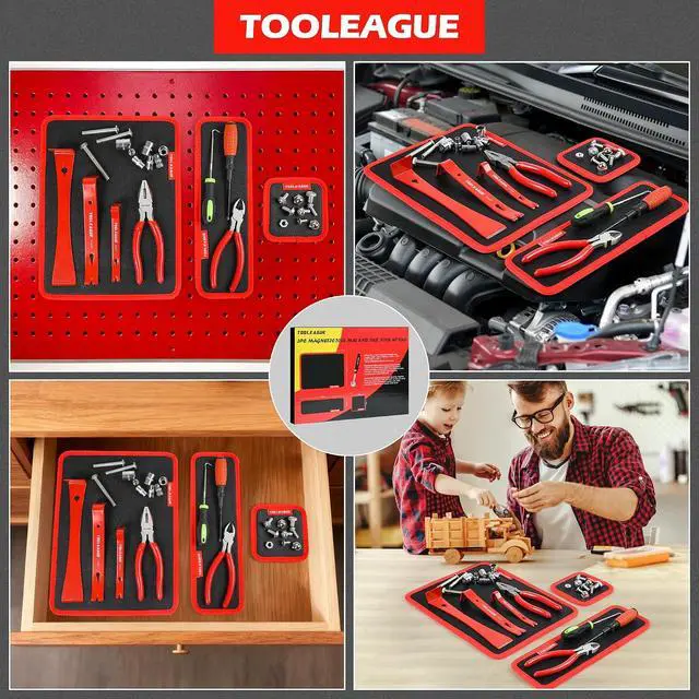 Alt view image 5 of 7 - 3Pcs Magnetic Tool Mat with 25Lb Telescoping Magnetic Pickup Pen | 3 Different Size Parts Tool Holder Pad for Organizing Mechanic Wrench Screw Bolts Nuts and Other Small Metal Parts