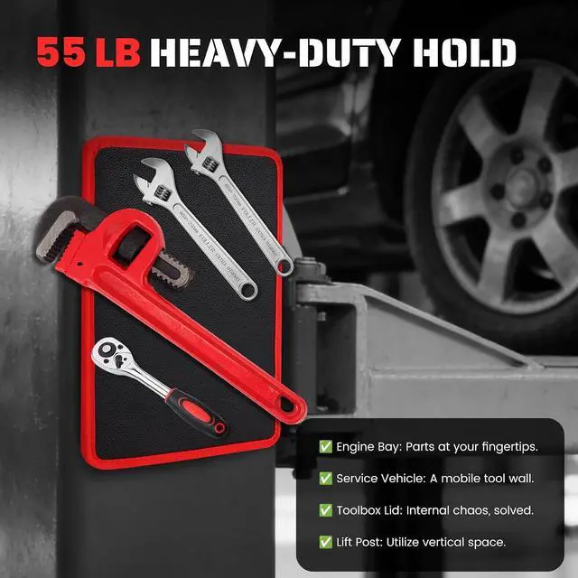 Alt view image 5 of 7 - Strong Magnetic Tool Mat Magnetic Parts Tray with Anti-Slip Backing Heavy Duty with Powerful Magnets for Organizing Screws Nuts Bolts Small Tools - Workshop, Garage, DIY-Red 1PCS
