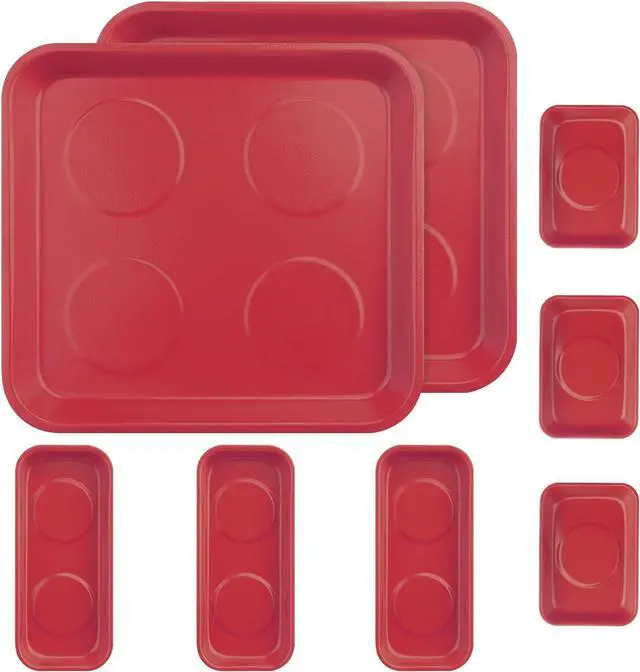 Main image of 8 PCS Magnetic Trays, Magnet Tool Tray, Magnetic Parts Tray, Red | Include 2 PCS 11.4 X10.6Inch & 3 PCS 6 X 2.5 Inch & 3 PCS 3.6 X 2.5 Inch
