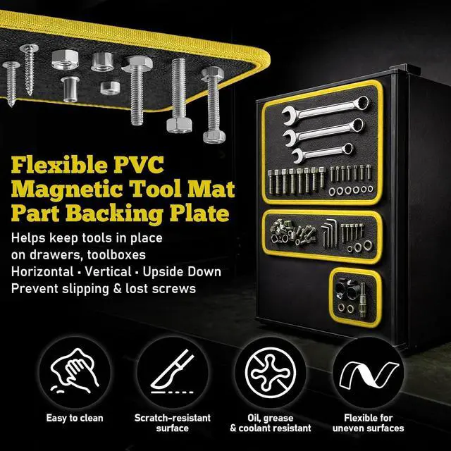 Alt view image 4 of 7 - Flexible Magnetic Tool Mat, Parts Tray, Tool Holder Pad for Screws | Wrench Bolts Nuts and Small Parts Organizer for Mechanics, Garage, Auto Repair, Workshop, Tool Box Accessories