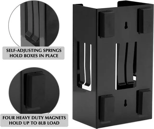 Alt view image 2 of 6 - 4PCS Magnetic Glove/Tissue Dispenser Holder Set, Black Glove Dispenser Wall Mount, Mount Onto Tool Box or in Workshops