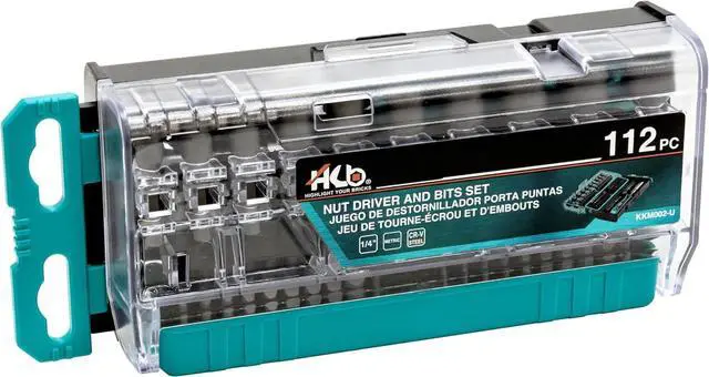 Main image of 112-Piece Magnetic Nut Driver & Bit Set KKM002-U, Phillips Pozi Slotted Hex Star Square Spline Tri-Wing Torq Clutch Bits, Magnetic Holder, Socket Adapter, Screwdriver Handle, Case, Made in Taiwan