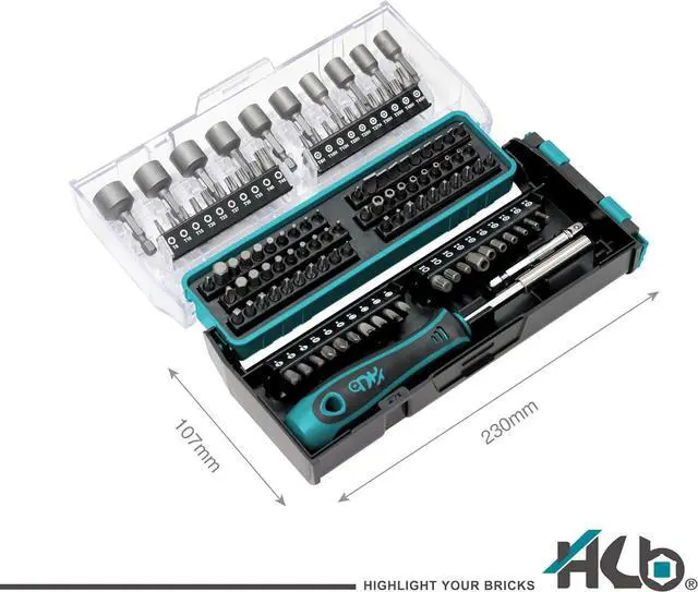 Alt view image 2 of 7 - 112-Piece Magnetic Nut Driver & Bit Set KKM002-U, Phillips Pozi Slotted Hex Star Square Spline Tri-Wing Torq Clutch Bits, Magnetic Holder, Socket Adapter, Screwdriver Handle, Case, Made in Taiwan