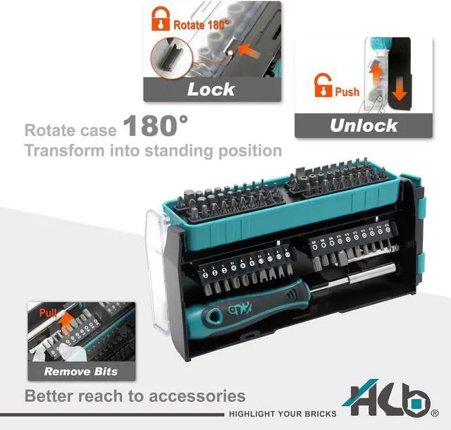 Alt view image 3 of 7 - 112-Piece Magnetic Nut Driver & Bit Set KKM002-U, Phillips Pozi Slotted Hex Star Square Spline Tri-Wing Torq Clutch Bits, Magnetic Holder, Socket Adapter, Screwdriver Handle, Case, Made in Taiwan