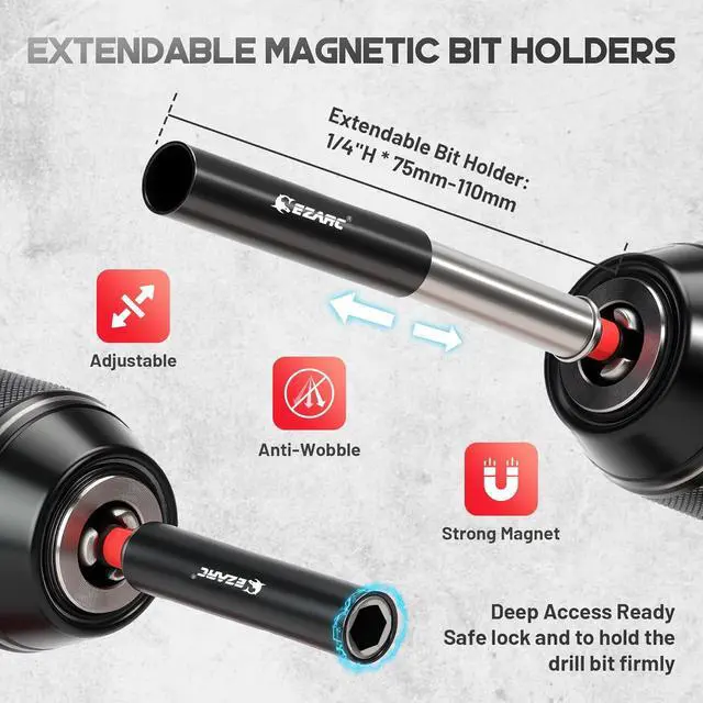 Alt view image 3 of 7 - Impact Socket Adapter Set, 14PCS with Swivel and Angle Attachments | 1/4", 3/8", 1/2" Square Drive Adapters, Magnetic Bit Holder, Quick-Release Extension, Swivel Joints, Right Angle Driver
