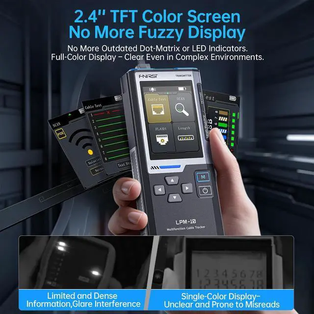 Alt view image 3 of 7 - LPM-10A Ethernet Tester,Wire Tracer Kit,for CAT5 CAT5e CAT6 RJ11 RJ45 | Network Cable Tester Kit ,PoE/NCV/Length Test,Full Color Display,Rechargeable with Flashlight for Network Installation Repair