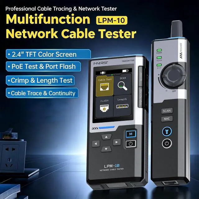 Alt view image 2 of 7 - LPM-10A Ethernet Tester,Wire Tracer Kit,for CAT5 CAT5e CAT6 RJ11 RJ45 | Network Cable Tester Kit ,PoE/NCV/Length Test,Full Color Display,Rechargeable with Flashlight for Network Installation Repair