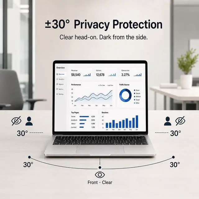 Alt view image 3 of 7 - Magnetic Privacy Screen for Surface Laptop 7/8 13.8" | Removable Privacy Filter, Side View Protection, Thick PET | Easy Snap-On, Design for Open Office & Travel