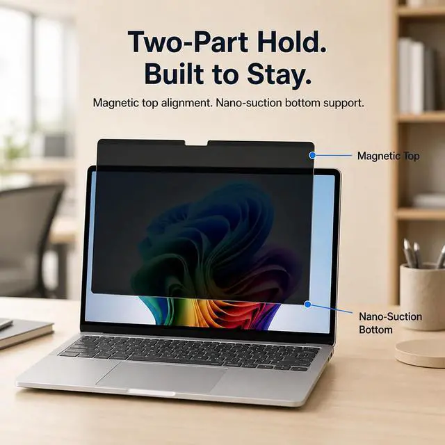 Alt view image 4 of 7 - Magnetic Privacy Screen for Surface Laptop 7/8 13.8" | Removable Privacy Filter, Side View Protection, Thick PET | Easy Snap-On, Design for Open Office & Travel