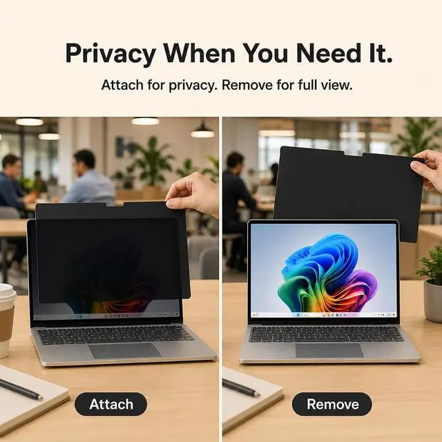 Alt view image 5 of 7 - Magnetic Privacy Screen for Surface Laptop 7/8 13.8" | Removable Privacy Filter, Side View Protection, Thick PET | Easy Snap-On, Design for Open Office & Travel