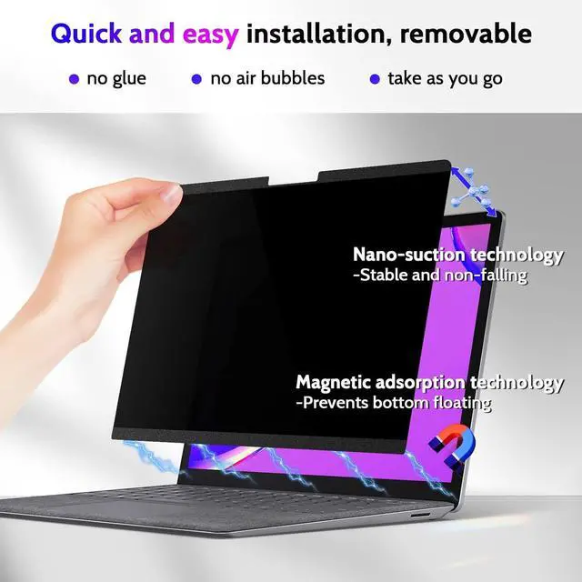 Alt view image 3 of 7 - Magnetic Privacy Screen for Surface Laptop 6/5/4/3/2/1 13.5 Inch, Removable Anti Blue Light Glare Filter, Black Security Private Apy Block Protector