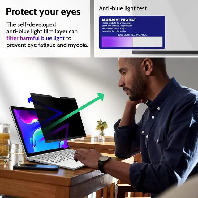 Alt view image 5 of 7 - Magnetic Privacy Screen for Surface Laptop 6/5/4/3/2/1 13.5 Inch, Removable Anti Blue Light Glare Filter, Black Security Private Apy Block Protector