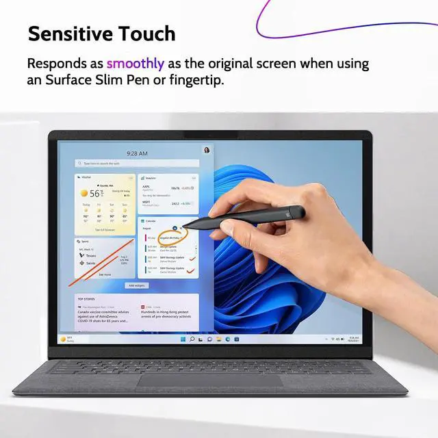 Alt view image 6 of 7 - Magnetic Privacy Screen for Surface Laptop 6/5/4/3/2/1 13.5 Inch, Removable Anti Blue Light Glare Filter, Black Security Private Apy Block Protector