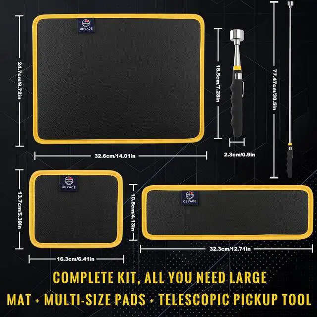 Alt view image 2 of 7 - Magnetic Tool Mat Set, 4 Pack Tool Mat Set with Telescoping Pickup Tool | 40LB Strong Magnetic Mat for Tools | Screws & Parts Garage Workshop Organizer for Mechanics & DIY(Blue)