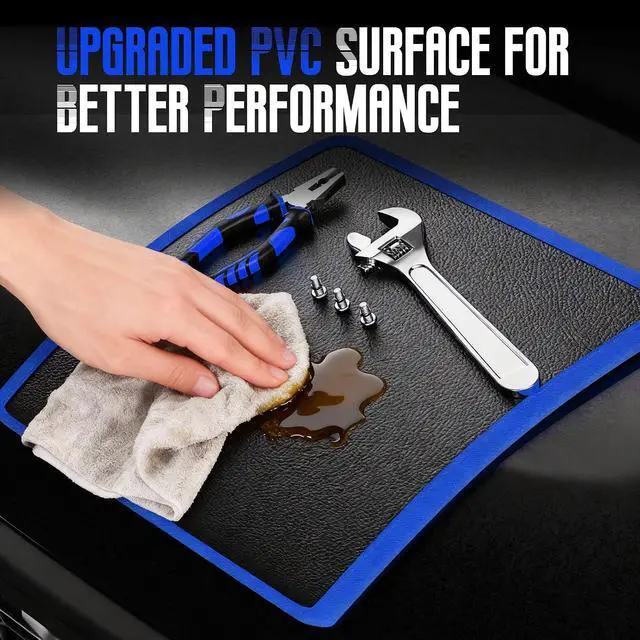 Alt view image 7 of 7 - Magnetic Tool Mat, 40 lbs Magnetic Tool Holder | 9.8" × 12.9" Heavy Duty Flexible Non Slip Tool Organizer with PVC Protection for Garage, Workshop & Auto Repair, Blue