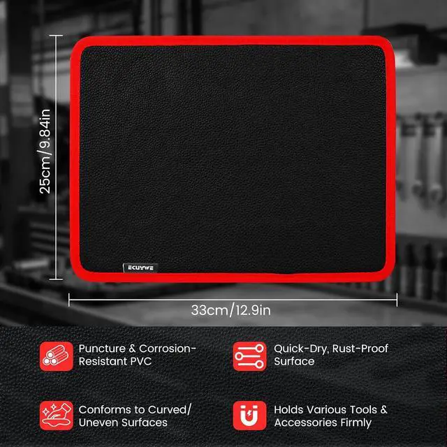 Alt view image 6 of 7 - Strong Magnetic Tool Mat Magnetic Parts Tray with Anti-Slip Backing Heavy Duty with Powerful Magnets for Organizing Screws Nuts Bolts Small Tools - Workshop, Garage, DIY-Red 1PCS