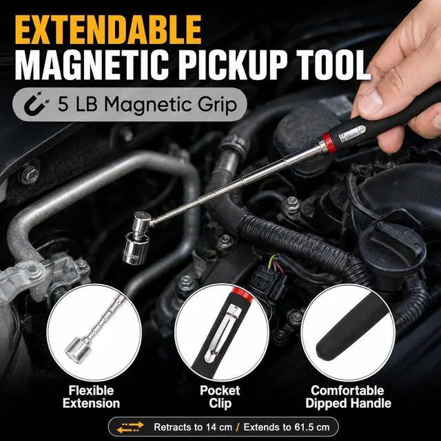 Alt view image 2 of 7 - Magnetic Tool Mat Holder Set Tools Pad Tray Parts Flexible Bolt Pickup Screw Automotive Telescoping Gun Cleaning for Mechanics Magnet Organizer Mats Garage Under Car(4pc)