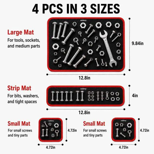 Alt view image 6 of 7 - Magnetic Tool Mat Holder Set Tools Pad Tray Parts Flexible Bolt Pickup Screw Automotive Telescoping Gun Cleaning for Mechanics Magnet Organizer Mats Garage Under Car(4pc)