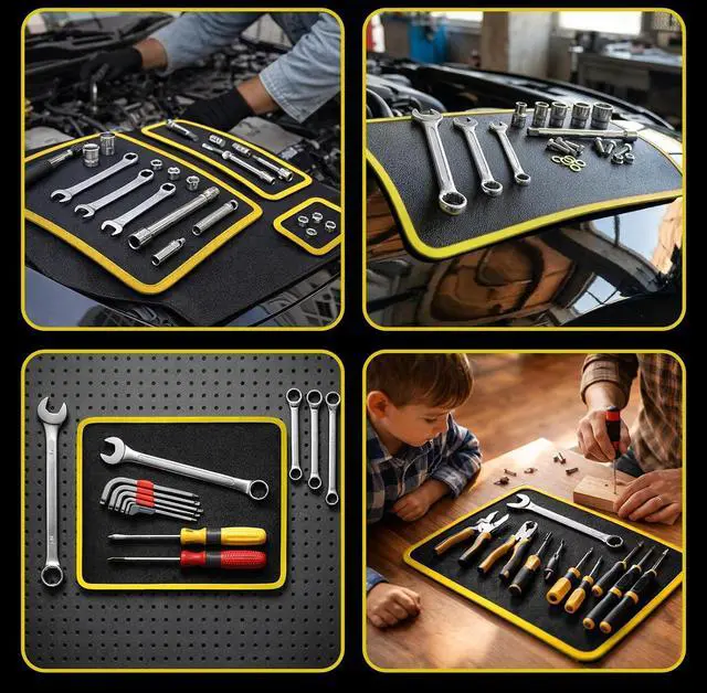 Alt view image 7 of 7 - Flexible Magnetic Tool Mat, Parts Tray, Tool Holder Pad for Screws | Wrench Bolts Nuts and Small Parts Organizer for Mechanics, Garage, Auto Repair, Workshop, Tool Box Accessories