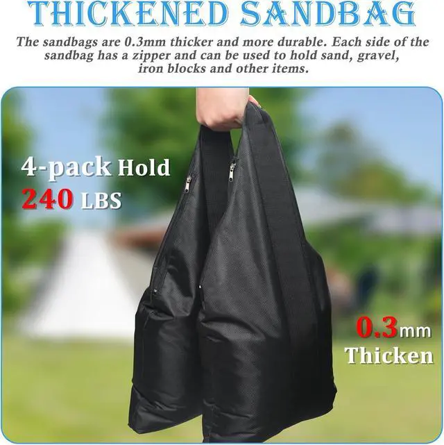 Alt view image 3 of 7 - 240LBS Extra Large Heavy-Duty Canopy Weights Sandbags, 4Pack, No Sand | 1680D Heavy Duty Pop Up Canopy Tent Weights for Outdoor Gazebos, Umbrellas, Pergolas, Sunshades & Patio Furniture
