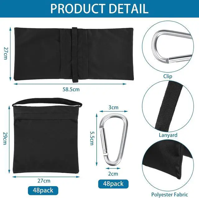 Alt view image 2 of 7 - Photography Sand Bags Heavy Duty Weight Bags with Metal Hooks, Stabilize Tripods for Wedding Outdoor, Photography Video Studio Boom Mics Furniture Against Wind