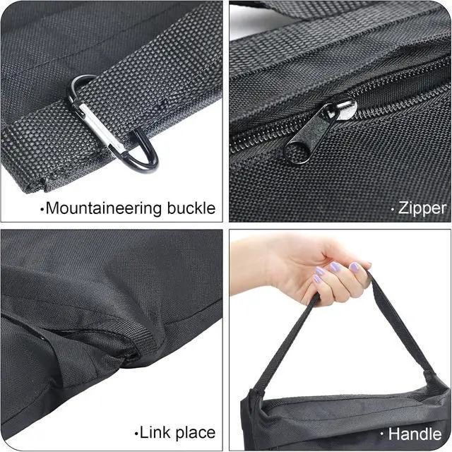 Alt view image 4 of 7 - 12 Sets Sandbag Weight Bag with Zipper, Heavy Duty Black Sand Bags for Canopy Tent Legs Photography Backdrop Stand with Spring Clamps and Hooks Outdoor Decorations