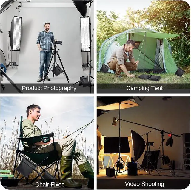 Alt view image 7 of 7 - 12 Sets Sandbag Weight Bag with Zipper, Heavy Duty Black Sand Bags for Canopy Tent Legs Photography Backdrop Stand with Spring Clamps and Hooks Outdoor Decorations