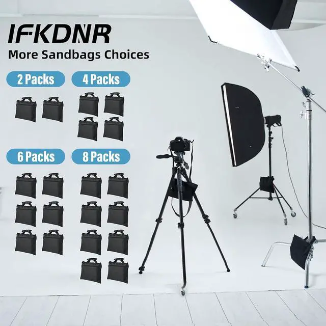 Alt view image 3 of 7 - Sandbags 8 Packs, Sandbag Weights for Backdrop Stand Sandbags, SandBag for Weight, Weight Bags with Zipper and Buckle Straps for Support Heavy Duty Light Stand