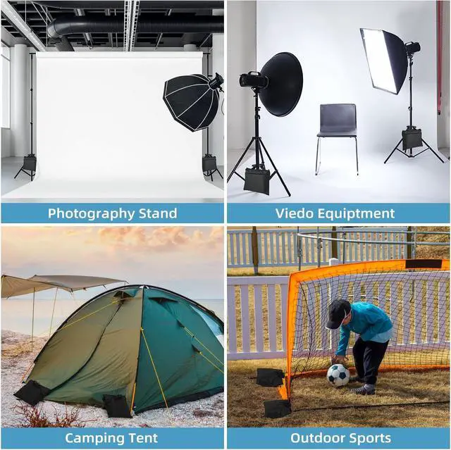 Alt view image 5 of 7 - Sandbags 8 Packs, Sandbag Weights for Backdrop Stand Sandbags, SandBag for Weight, Weight Bags with Zipper and Buckle Straps for Support Heavy Duty Light Stand