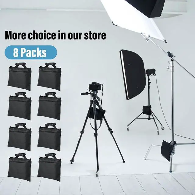 Alt view image 7 of 7 - Sandbags 8 Packs, Sandbag Weights for Backdrop Stand Sandbags, SandBag for Weight, Weight Bags with Zipper and Buckle Straps for Support Heavy Duty Light Stand