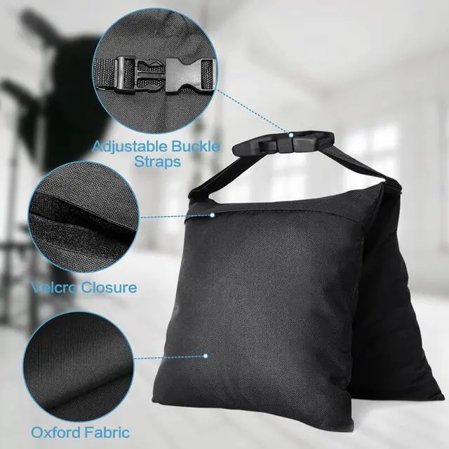 Alt view image 4 of 7 - 8 Packs Sandbags, Heavy Duty Sand Bags with 16 PE Bags, Sand Bags with Buckle Straps for Support Light Stand, C Stand, Light Stand with Caster, More 2/4/6/8 Packs Sandbag to Choose.